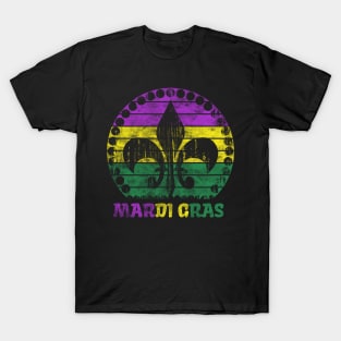 Mardi Gras Fleur De Lis Retro Sunset T-Shirt